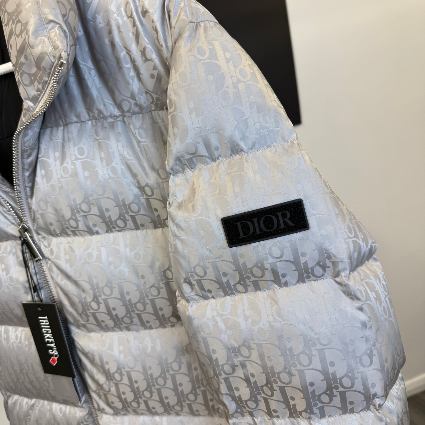 Dior Men’s Silver Oblique Zip-up Down Jacket - 46