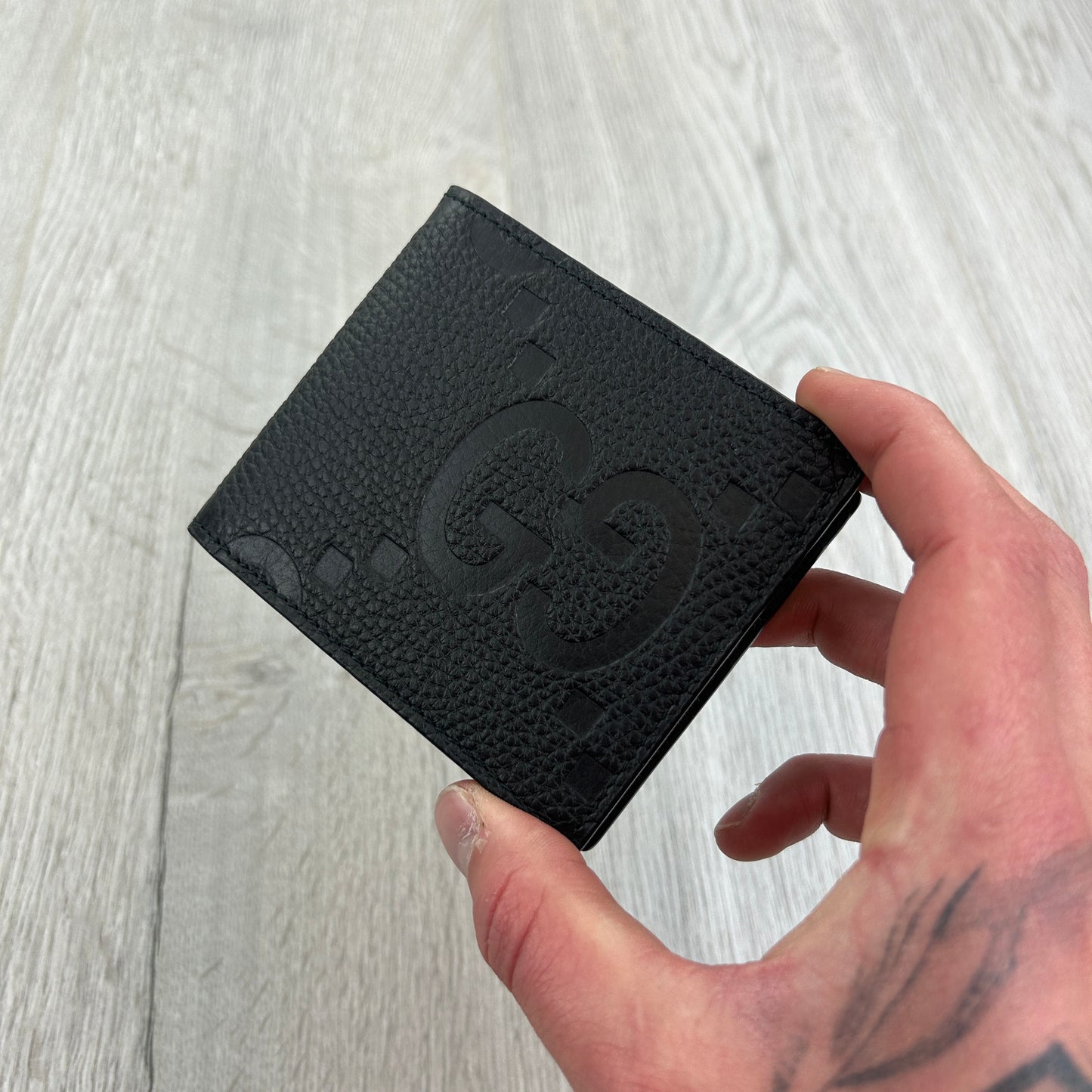 Gucci Men’s Black Jumbo GG Leather Wallet