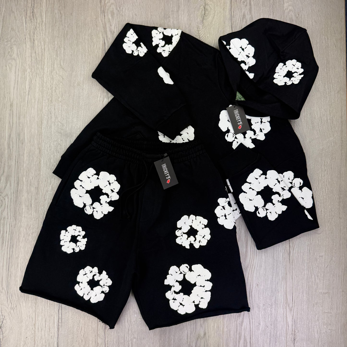 Denim Tears Men’s Black Shorts & Hoodie Set