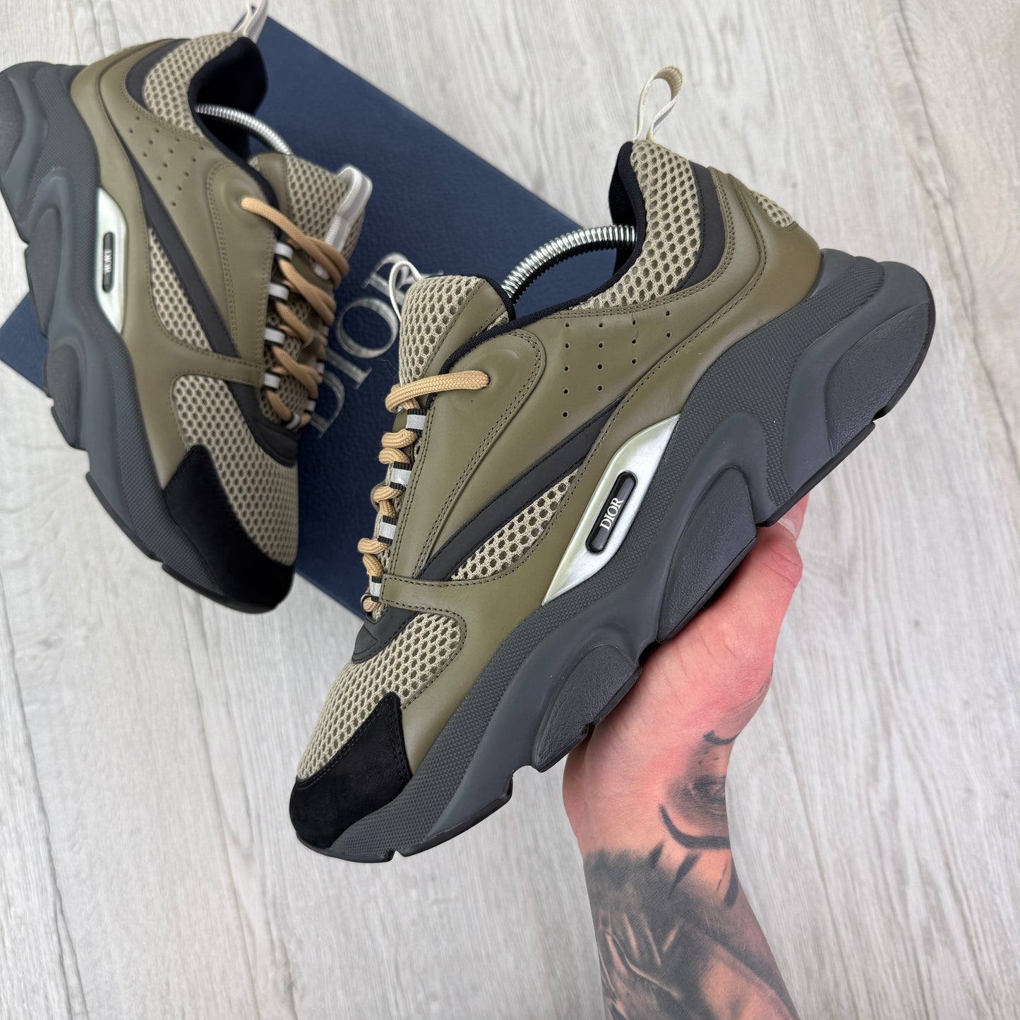 Dior B22 Men’s Khaki Grey Runners - 42 (Uk 7.5)