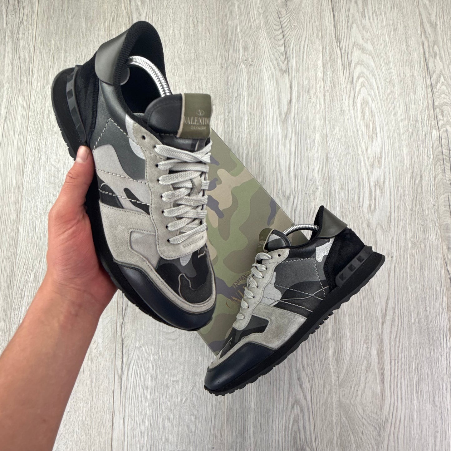 Valentino Men’s Grey & Black Camo Rockrunner - 41 (Uk 7)