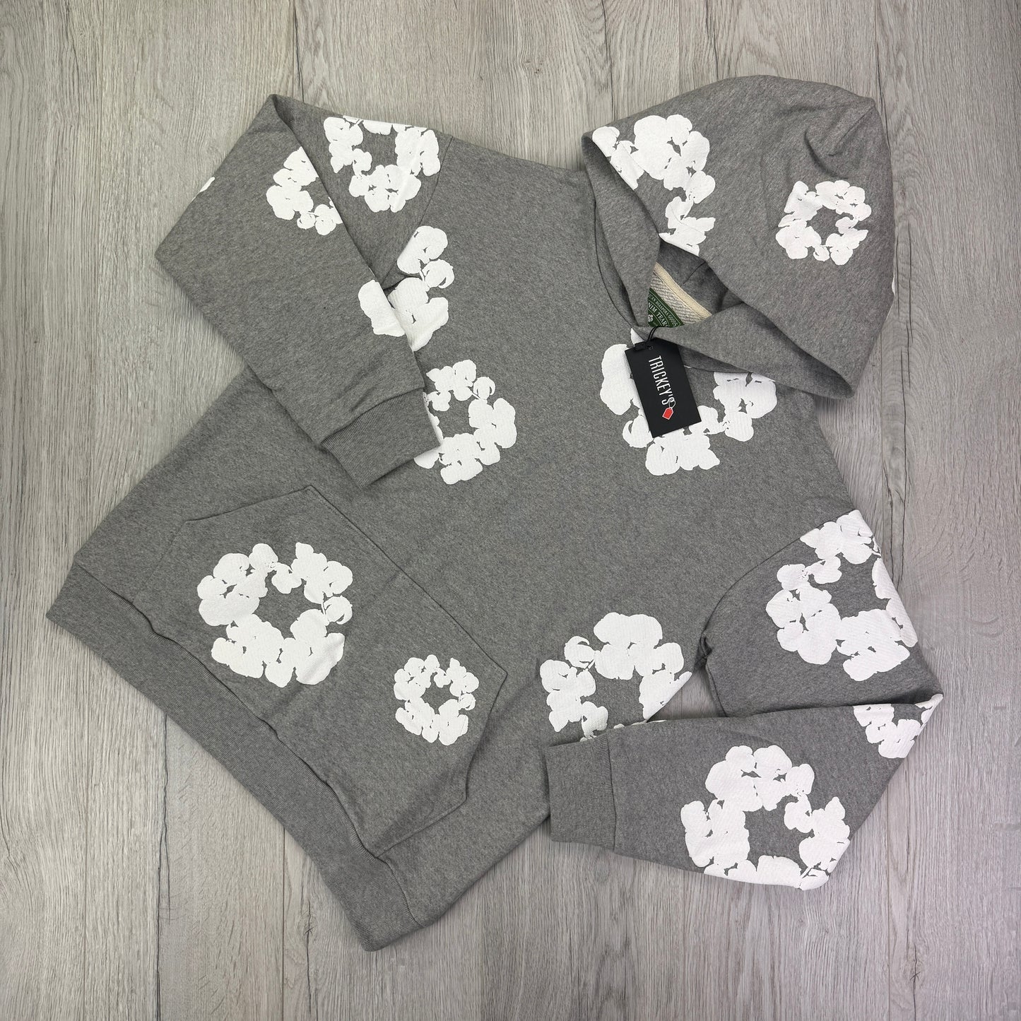 Denim Tears Men’s Grey Cotton Wreath Pullover Hoodie
