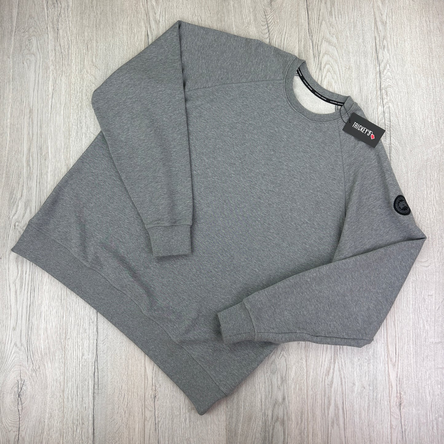 Canada Goose Men’s Grey Black Badge Crewneck Jumper - XXL