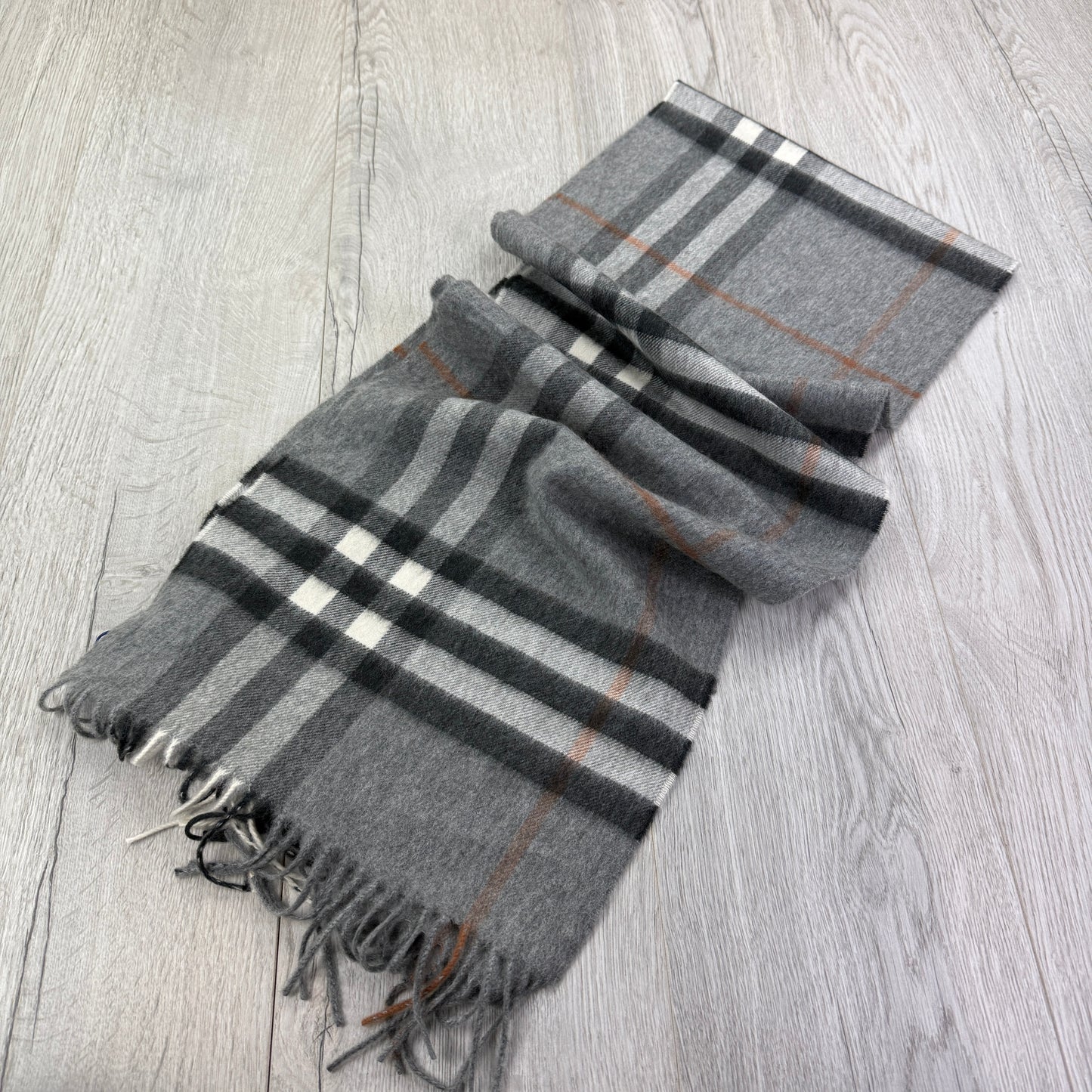 Burberry Grey Check Cashmere Scarf