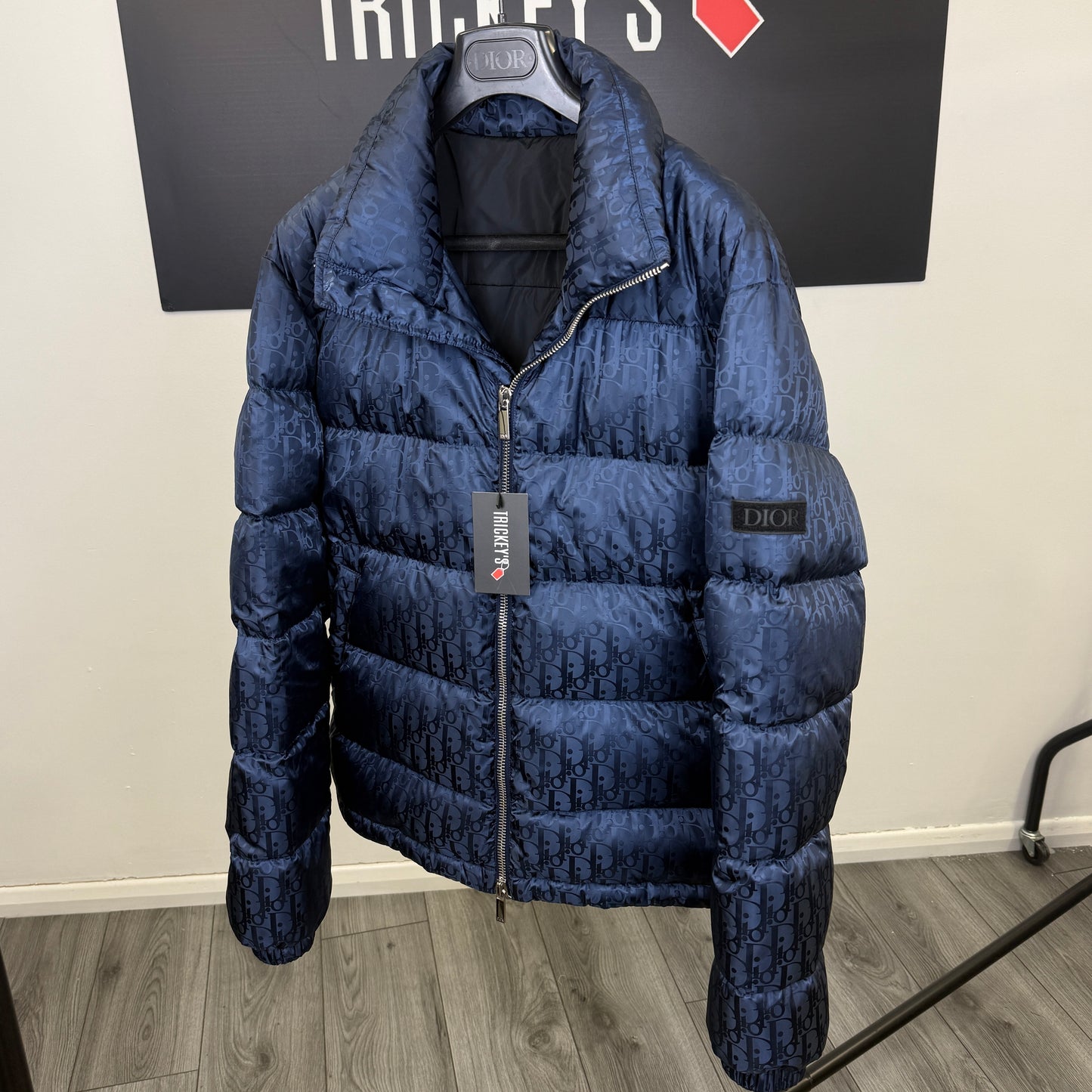 Dior Men’s Navy Oblique Zip-up Down Jacket - 50 (Large)