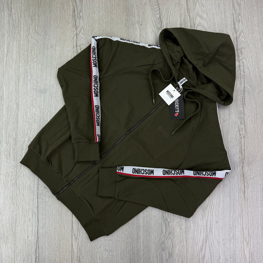 Moschino Men’s Khaki Green Zip-up Hoodie