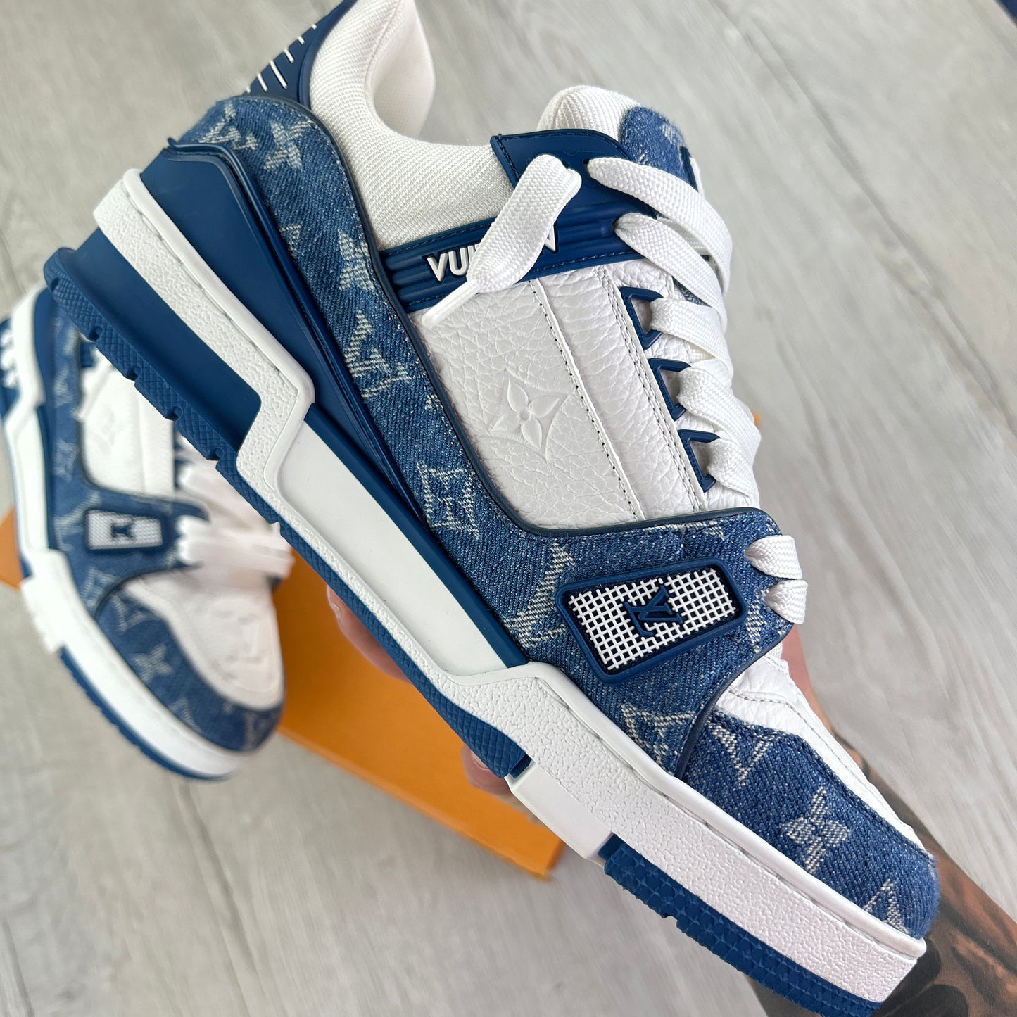 Louis Vuitton Men’s Blue & White Low Trainers - Uk 7.5 (Fit 8.5)