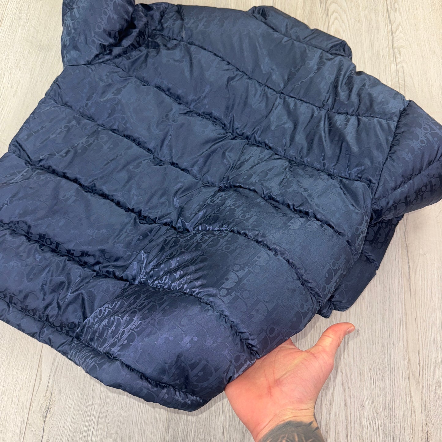 Dior Men’s Navy Oblique Zip-up Down Jacket - 50 (Large)