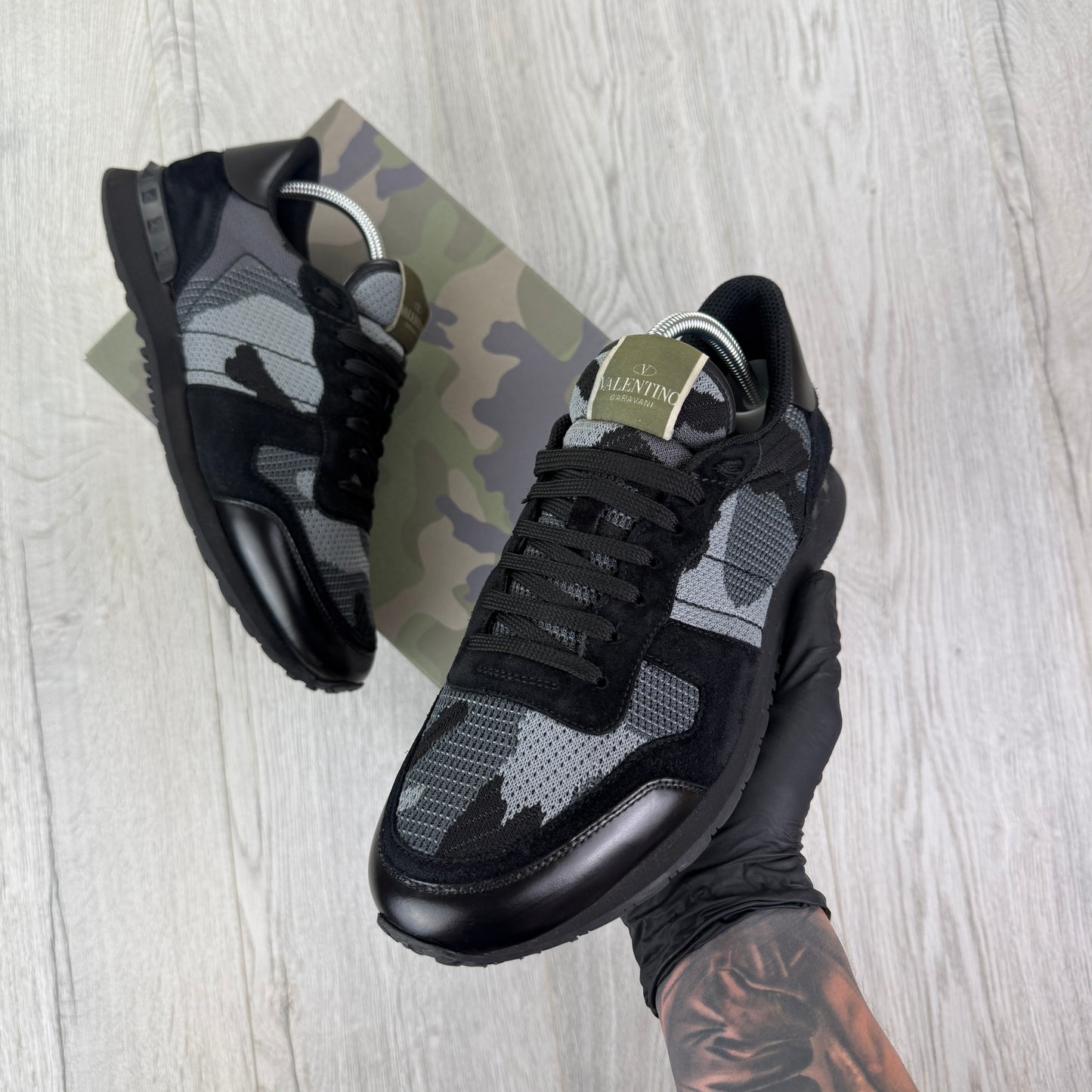 Valentino Men’s Black Camo Mesh Rockrunner