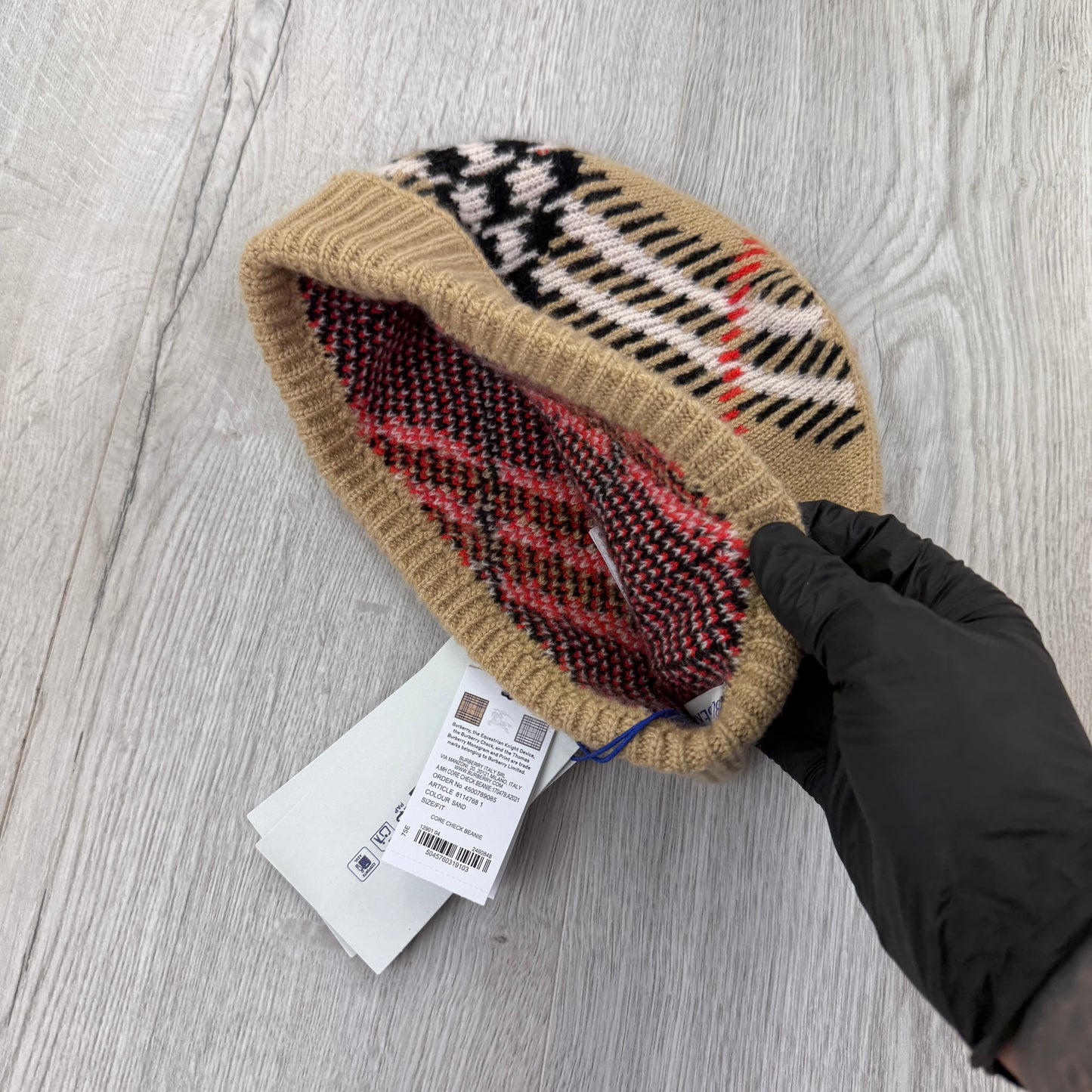 Burberry Check Cashmere Blend Beanie