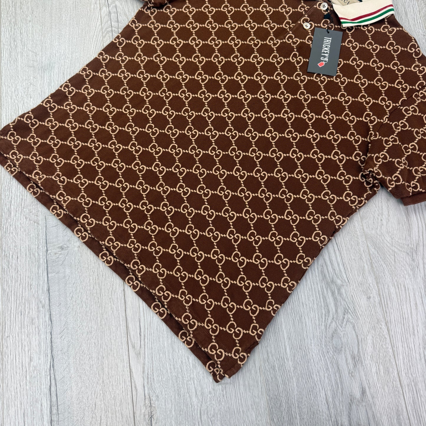 Gucci Men’s Brown GG Interlocking Polo Shirt - Medium