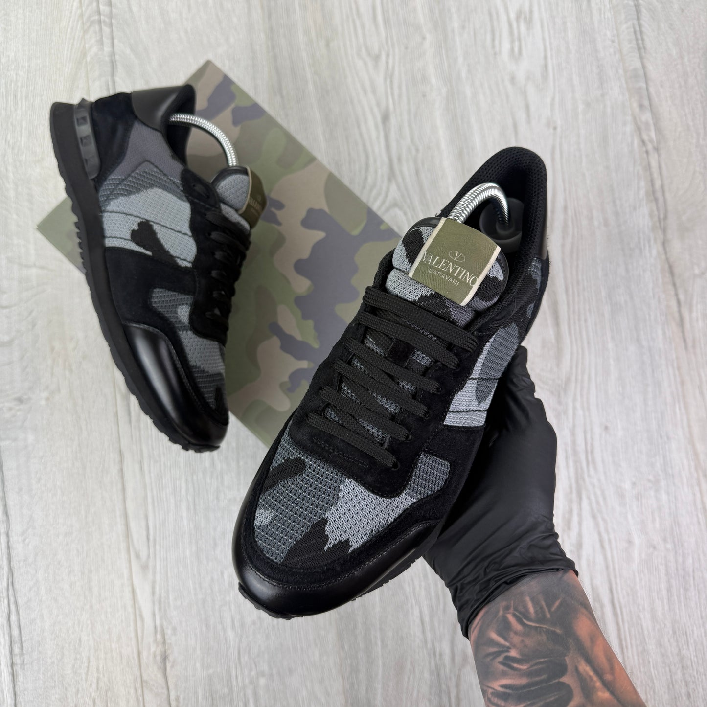 Valentino Men’s Black Camo Mesh Rockrunner