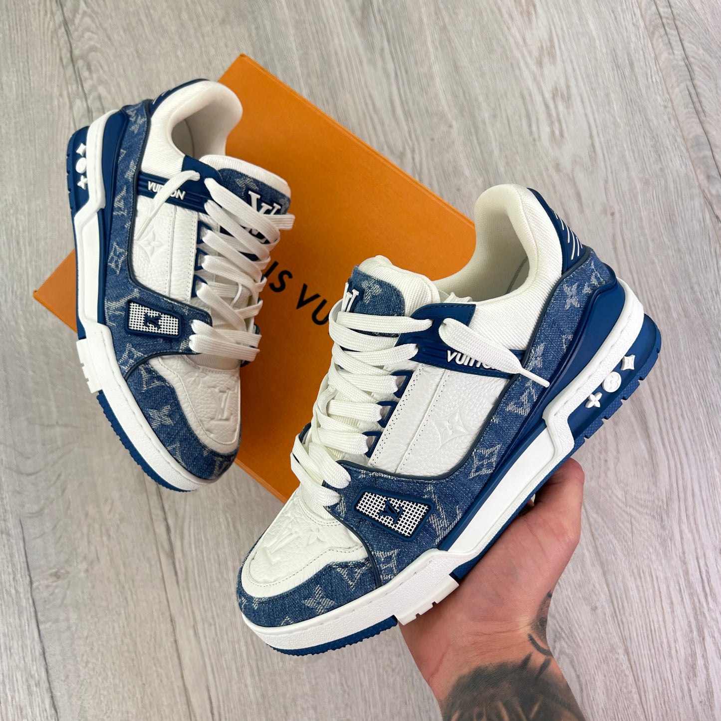 Louis Vuitton Men’s Blue & White Low Trainers - Uk 7.5 (Fit 8.5)