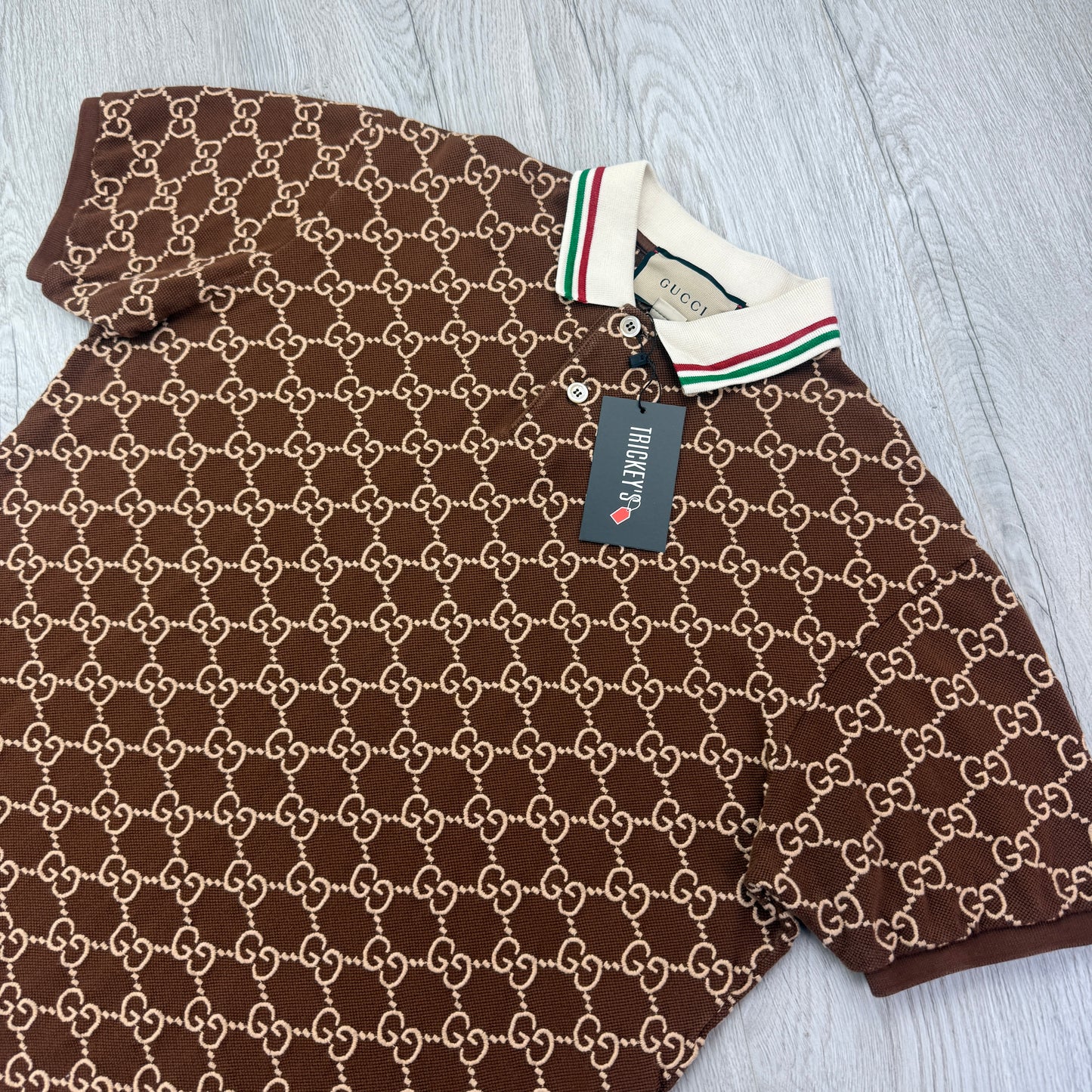Gucci Men’s Brown GG Interlocking Polo Shirt - Medium