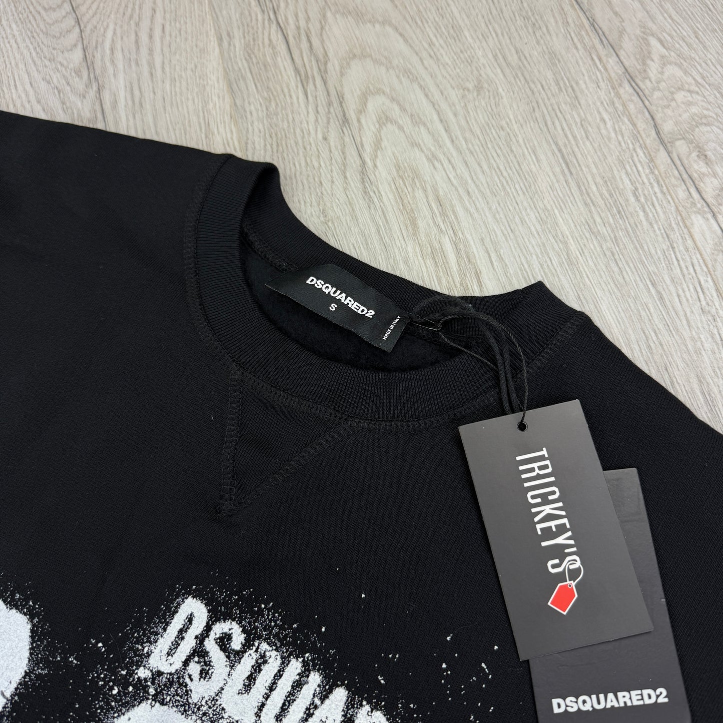 Dsquared2 Men’s Black Crewneck Jumper With Spray Logo