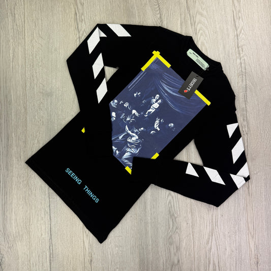 Off White Men’s ‘Seeing Things’ Black Longsleeve T-shirt - XXS