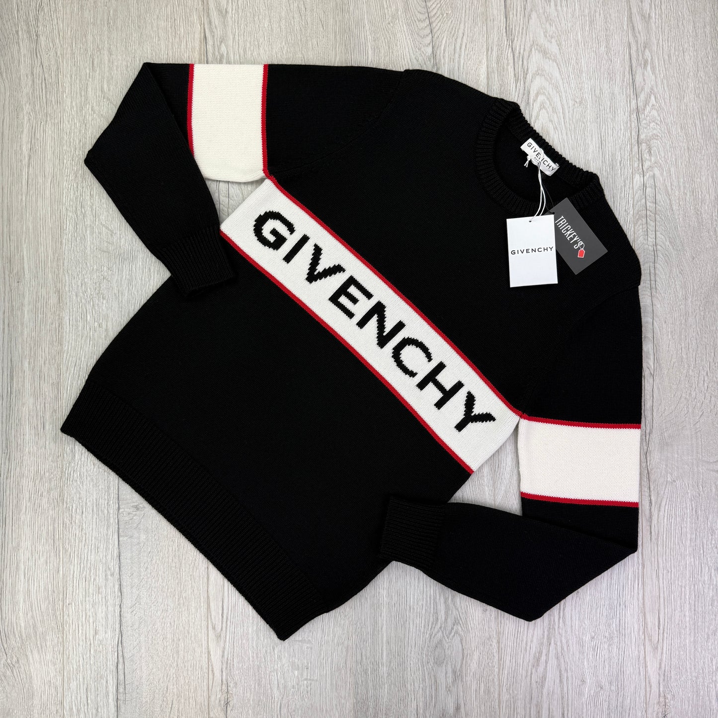 Givenchy Men’s Logo Stripe Crewneck Black Jumper