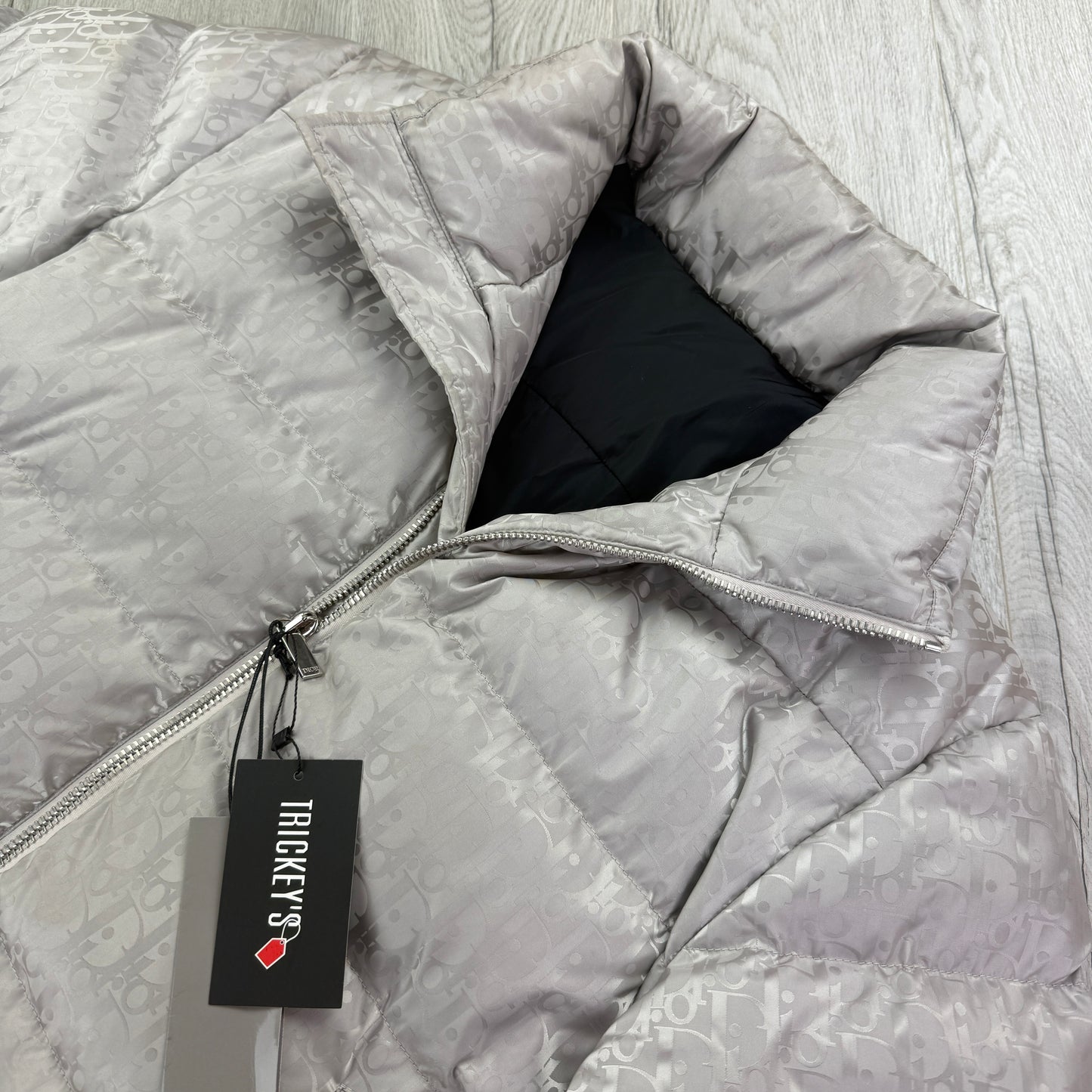 Dior Men’s Silver Oblique Zip-up Down Jacket - 46