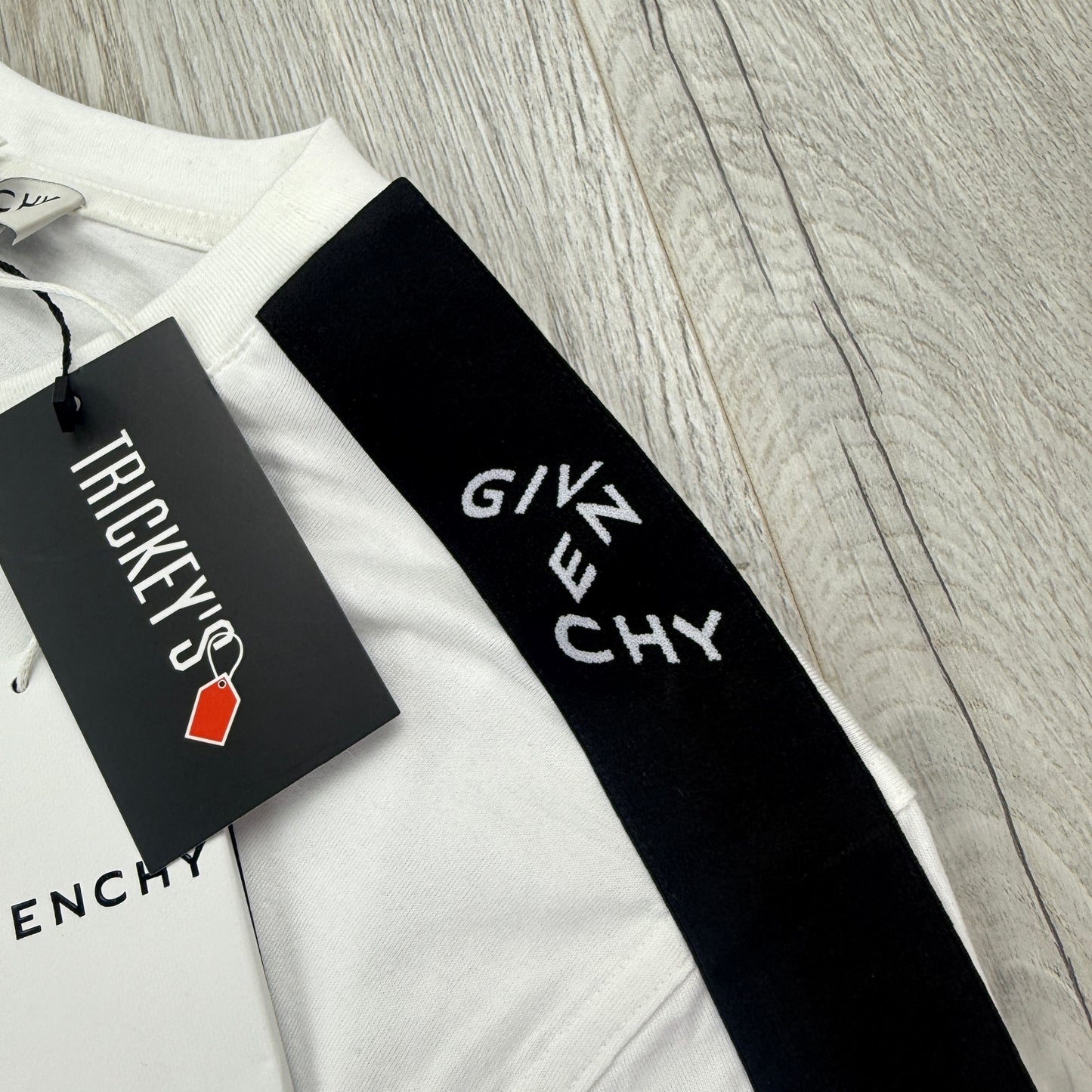 Givenchy Men’s White T-shirt Tape Logo - Large