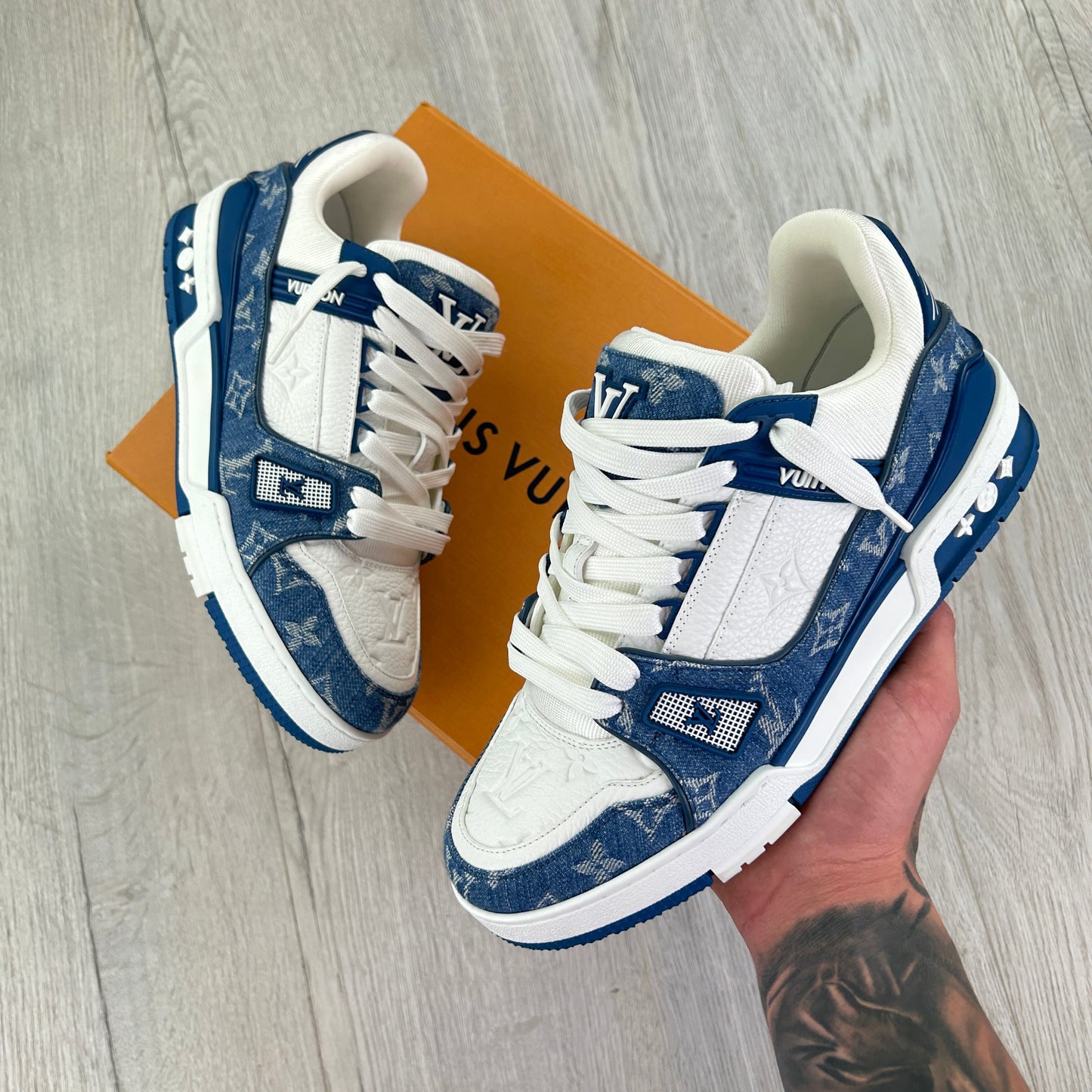 Louis Vuitton Men’s Blue & White Low Trainers - Uk 7.5 (Fit 8.5)