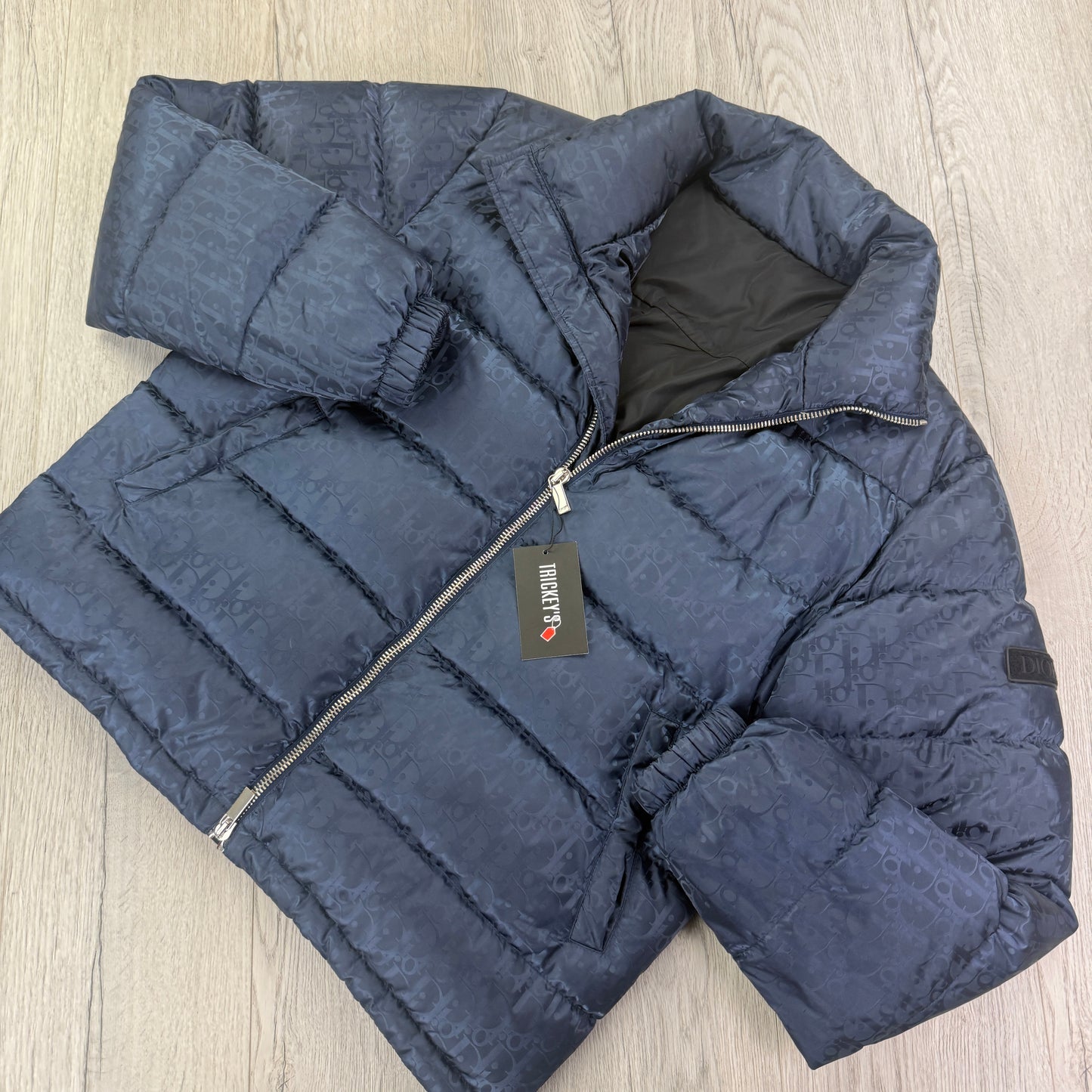 Dior Men’s Navy Oblique Zip-up Down Jacket - 50 (Large)