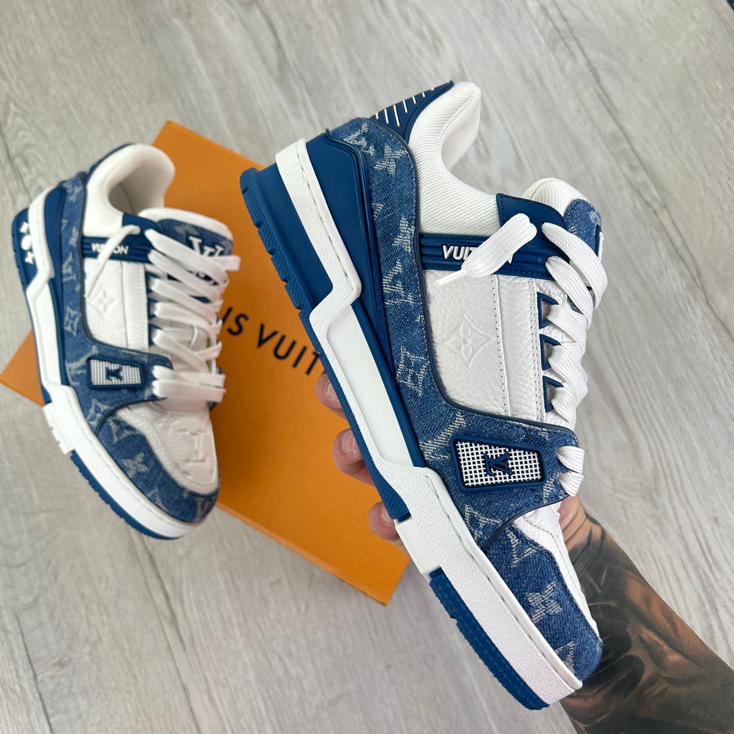 Louis Vuitton Men’s Blue & White Low Trainers - Uk 7.5 (Fit 8.5)