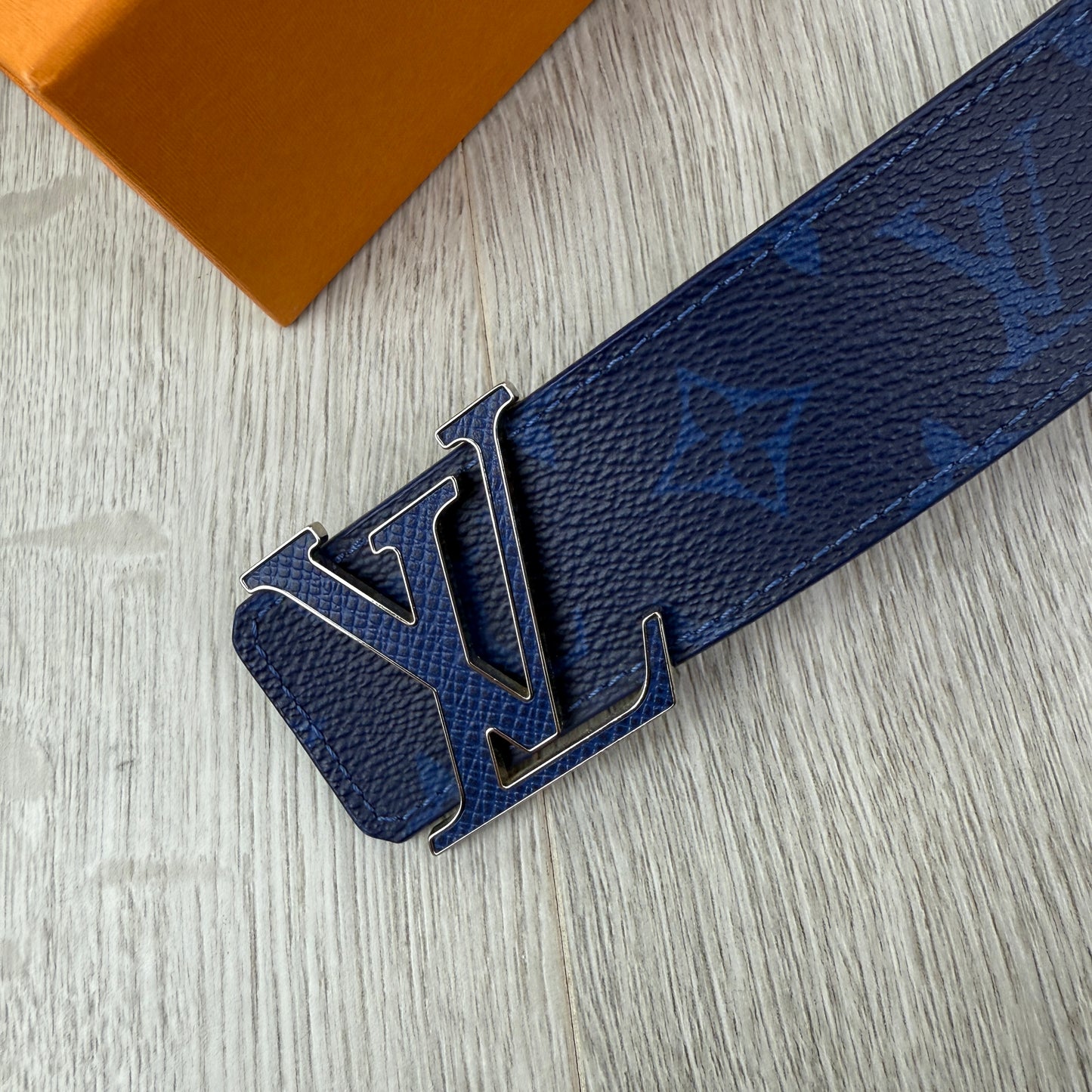 Louis Vuitton 40mm Blue Monogram Reversible Belt - 85 (Uk 28-32)
