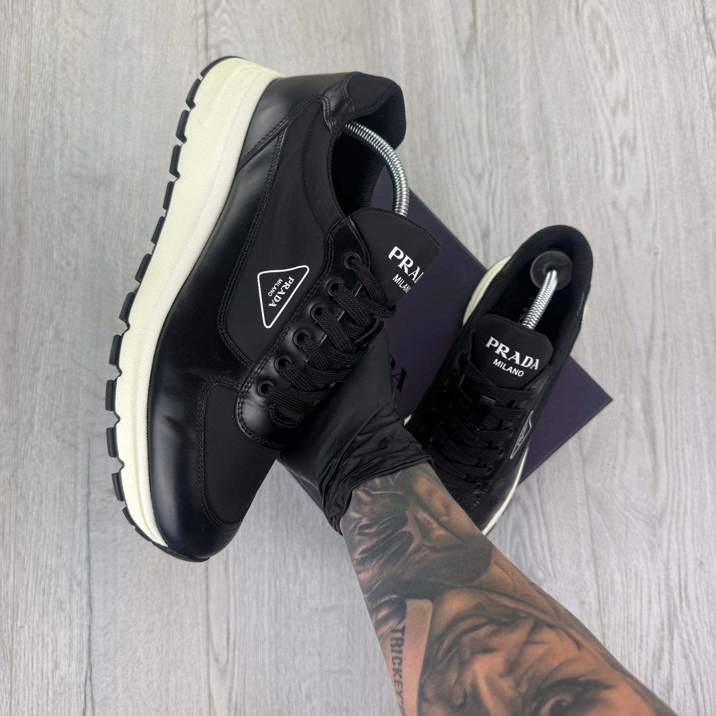Prada Men’s Black & White Trainers - Uk 8