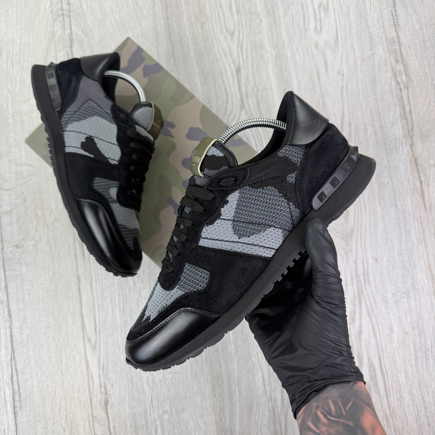 Valentino Men’s Black Camo Mesh Rockrunner
