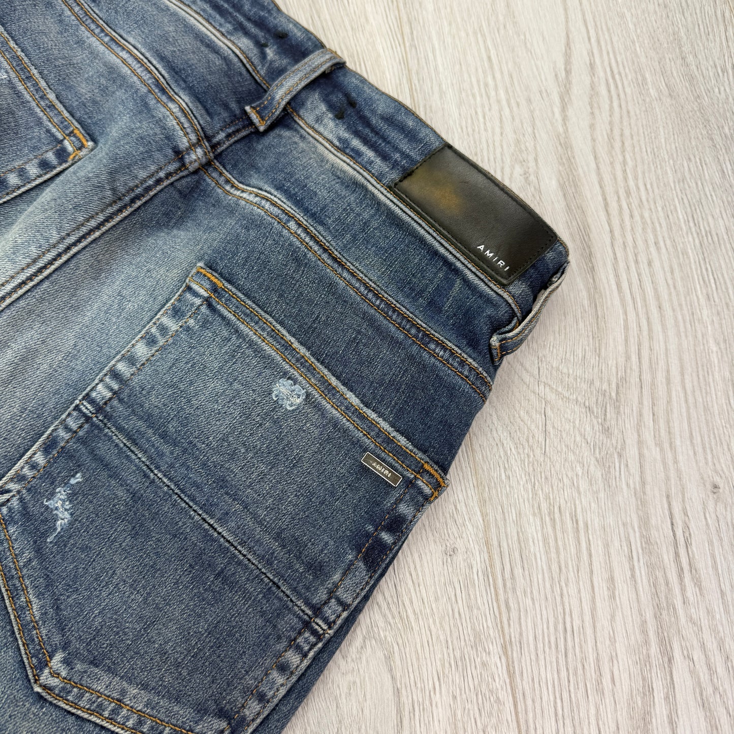 Amiri Men’s Distressed Jeans Side Old English Logo - Uk 30