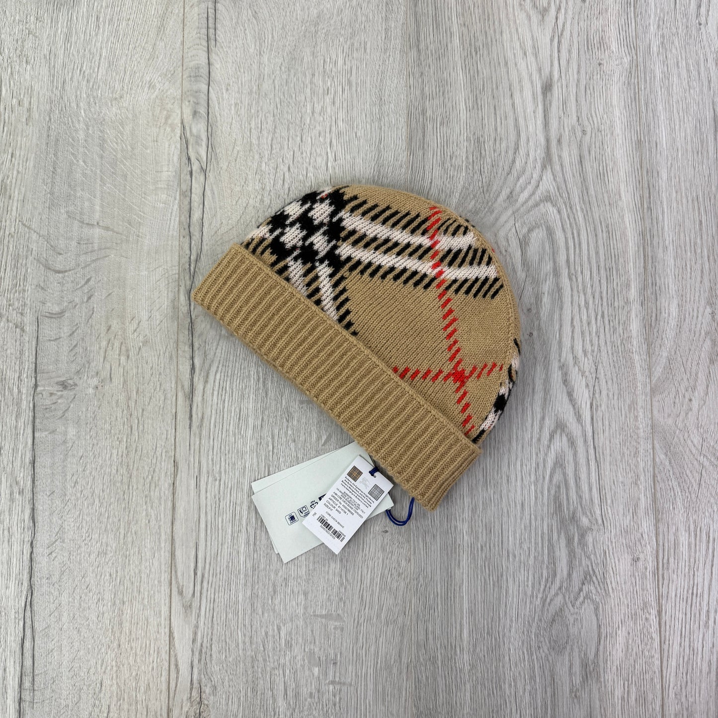 Burberry Check Cashmere Blend Beanie