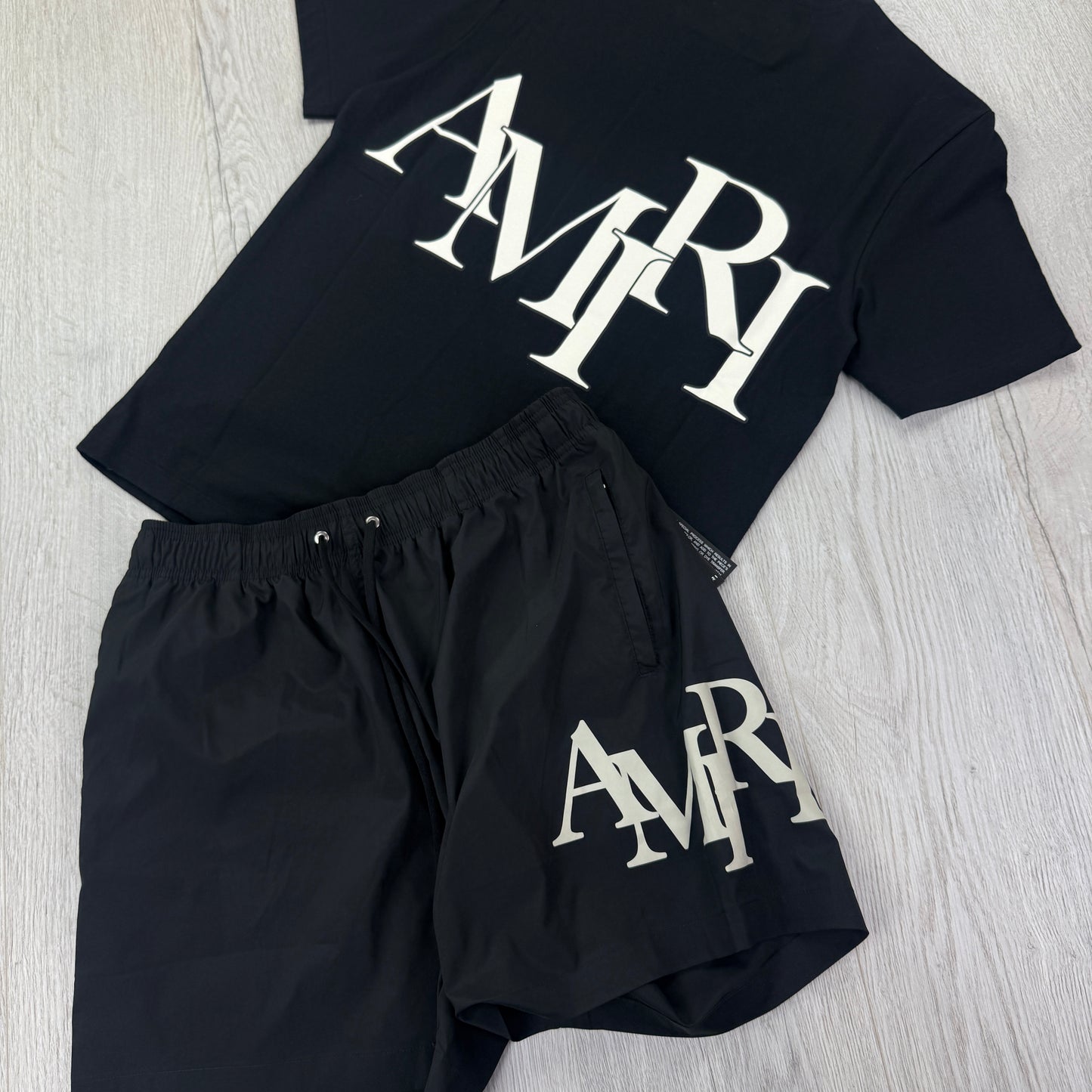 Amiri Men’s White T-shirt & Swim Shorts Set