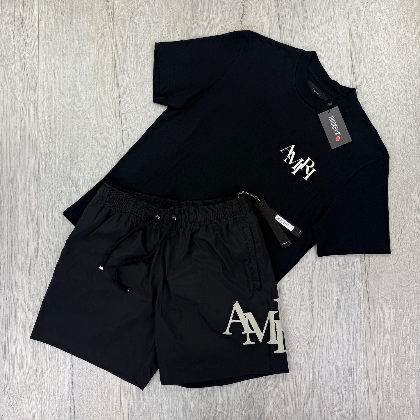 Amiri Men’s White T-shirt & Swim Shorts Set