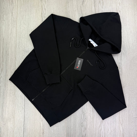 Off White Men’s Zip-up Black Hoodie - Medium