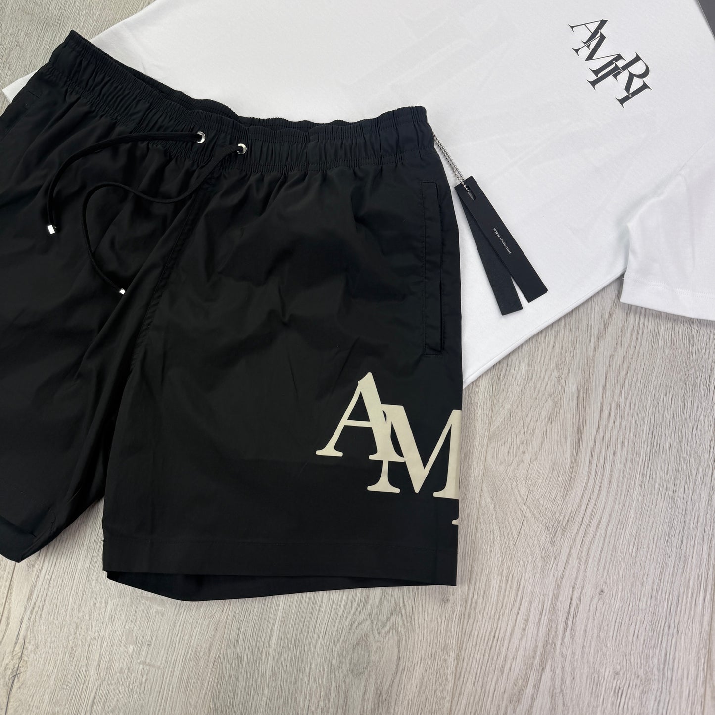 Amiri Men’s White T-shirt & Swim Shorts Set