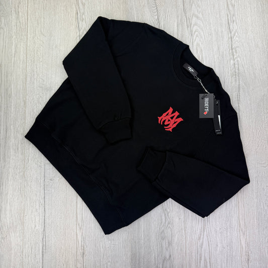 Amiri Men’s Black Crewneck Jumper Red MA Logo - Medium