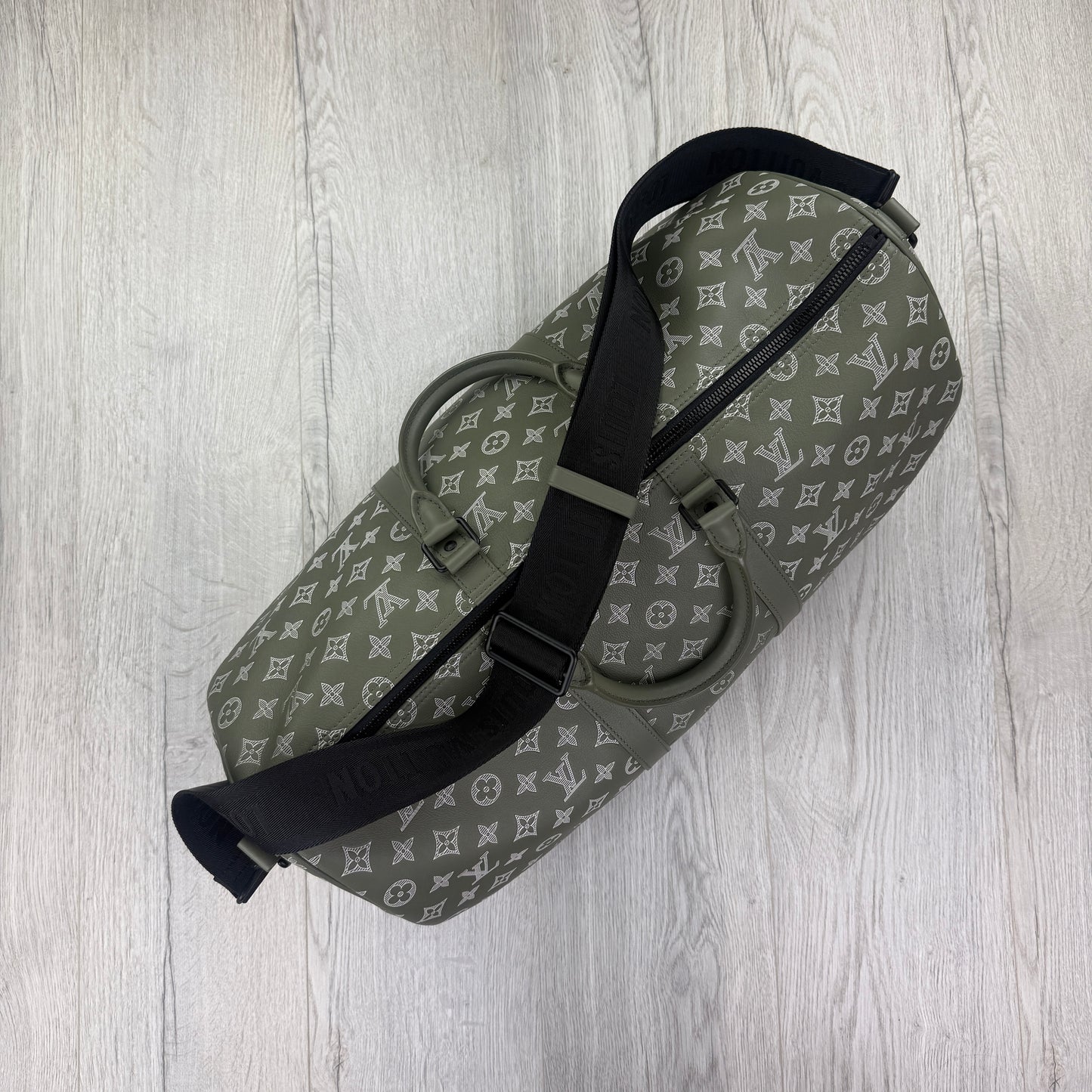 Louis Vuitton Monogram Shadow Green Keepall Bandoulière 50 Bag