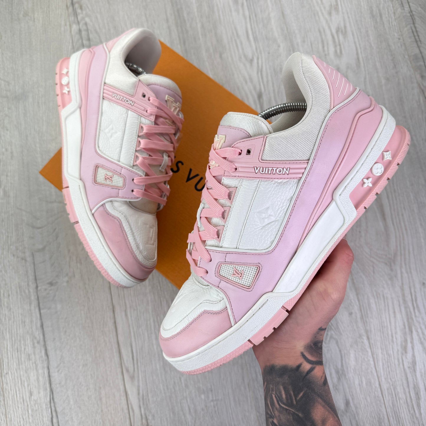 Louis Vuitton Men’s White & Pink Trainers - Uk 10 (Fit 11)