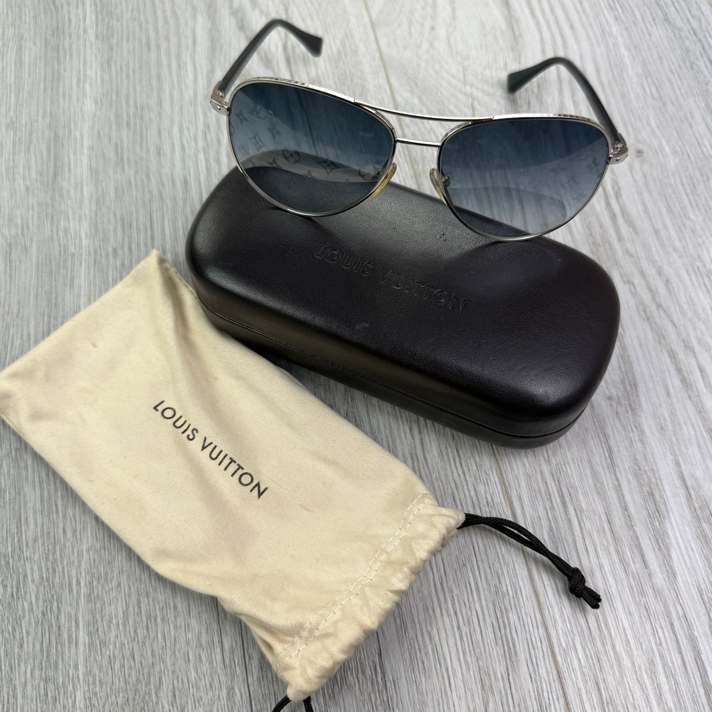 Louis Vuitton Men’s Aviator Silver Monogram Sunglasses