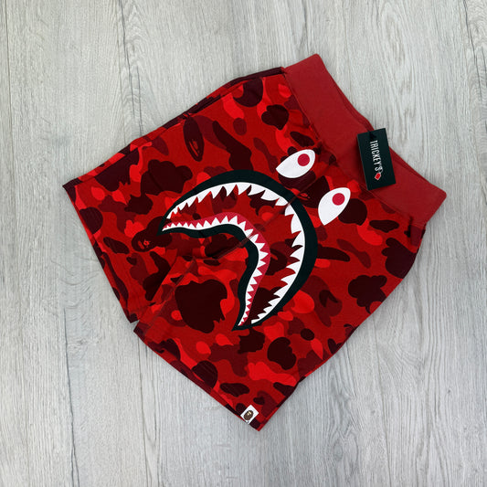 Bape Men’s Red Camo Front Shark Shorts