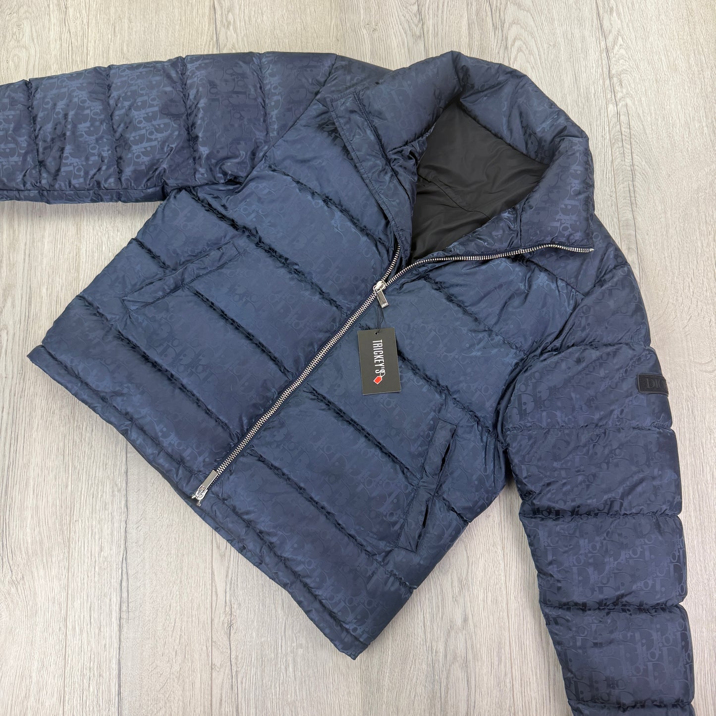 Dior Men’s Navy Oblique Zip-up Down Jacket - 50 (Large)