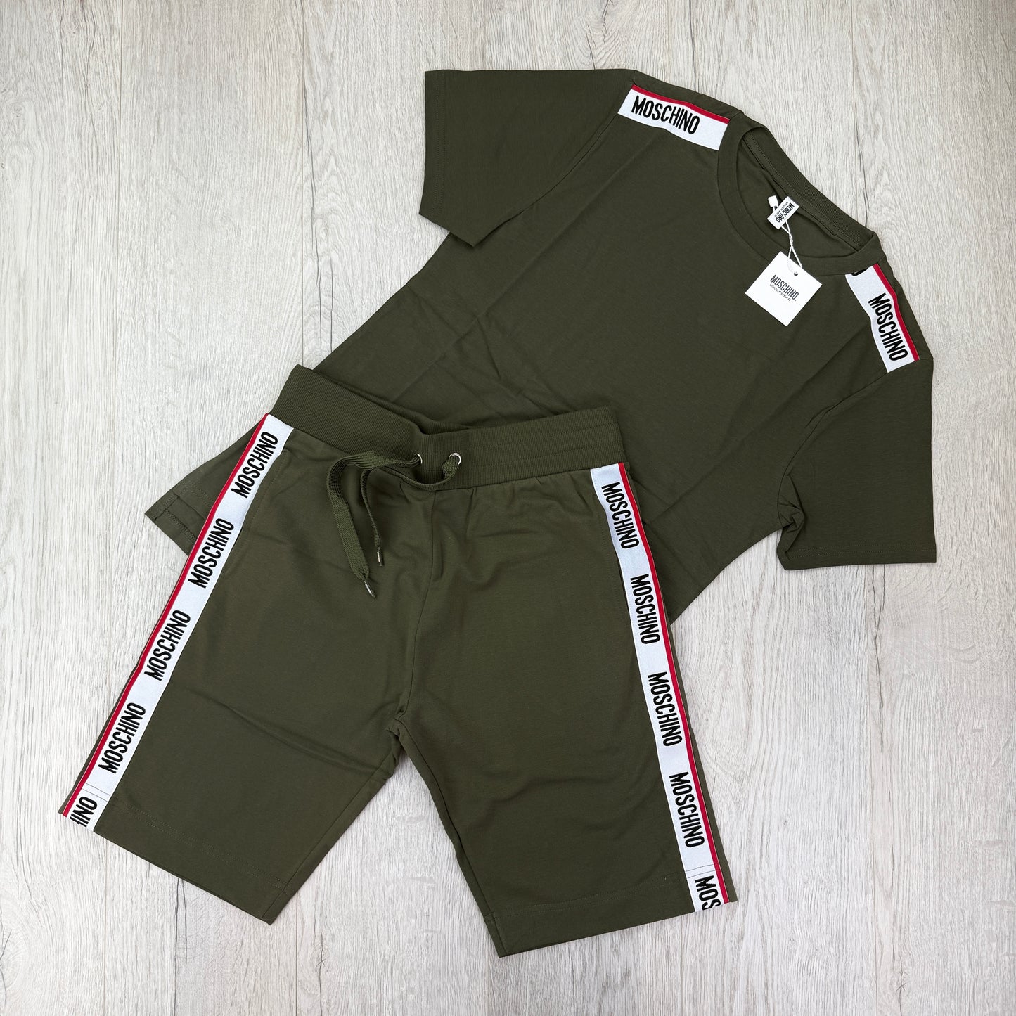 Moschino Men’s Khaki Green T-shirt & Short Set