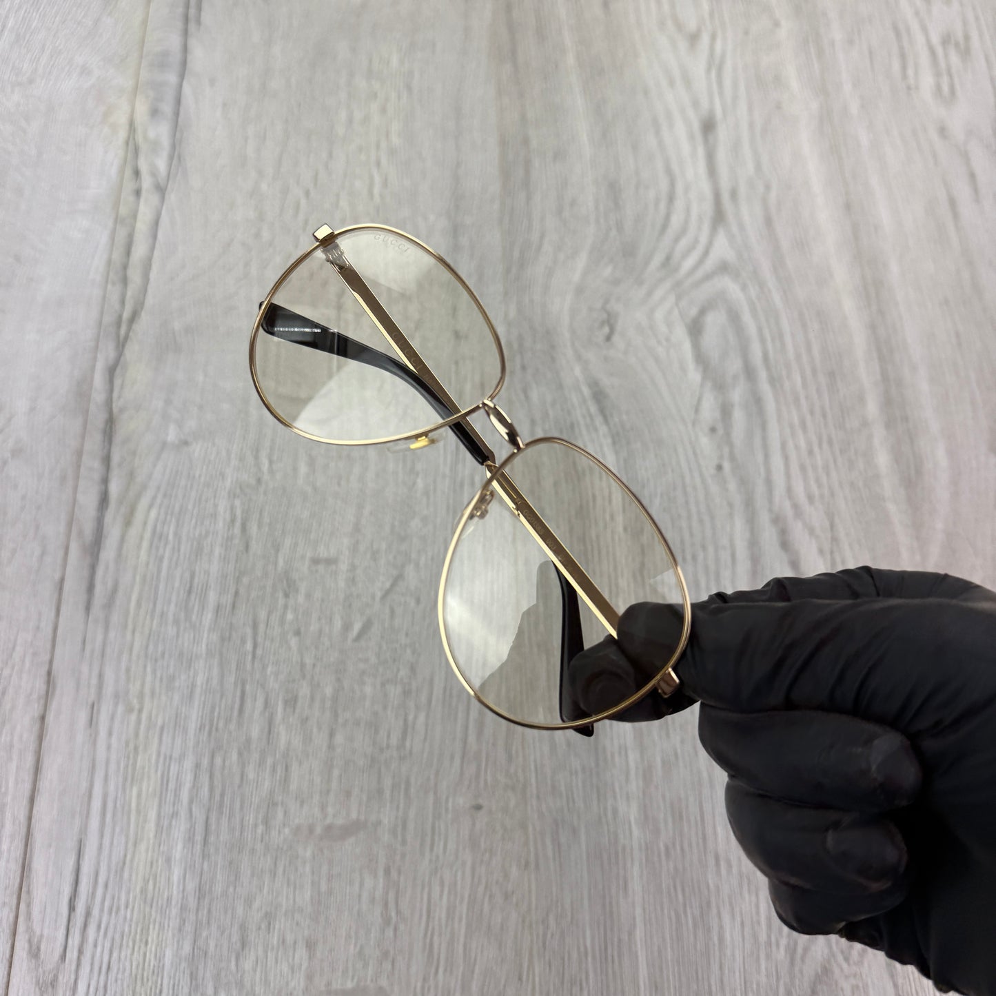 Gucci Men’s Gold Clear Frames