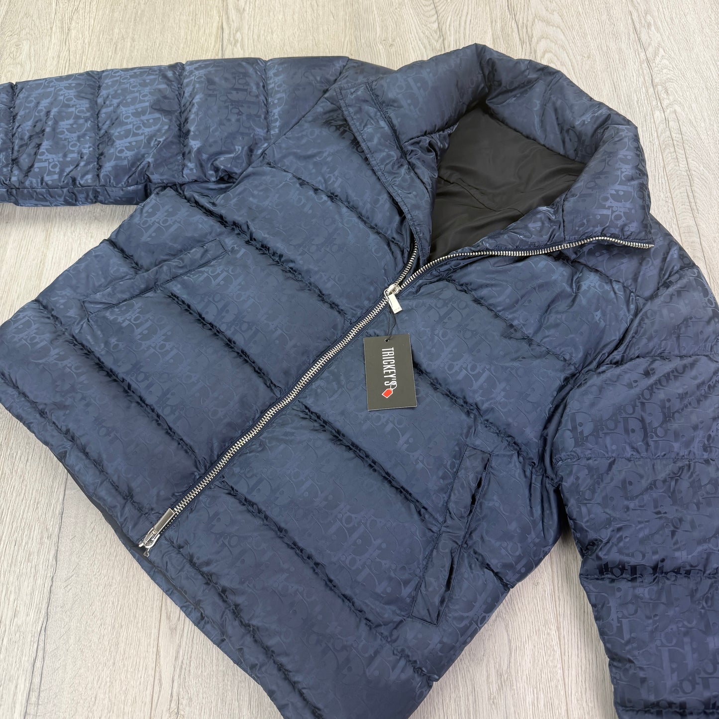Dior Men’s Navy Oblique Zip-up Down Jacket - 50 (Large)