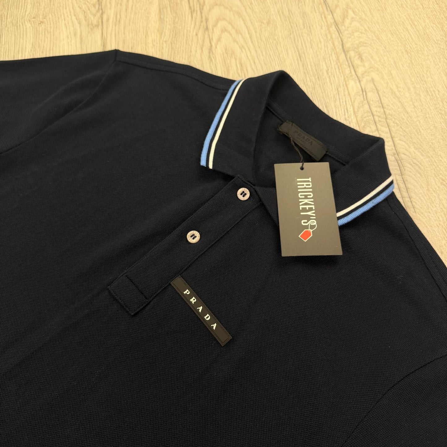 Prada Men’s Navy Black Badge Polo - Large Slim