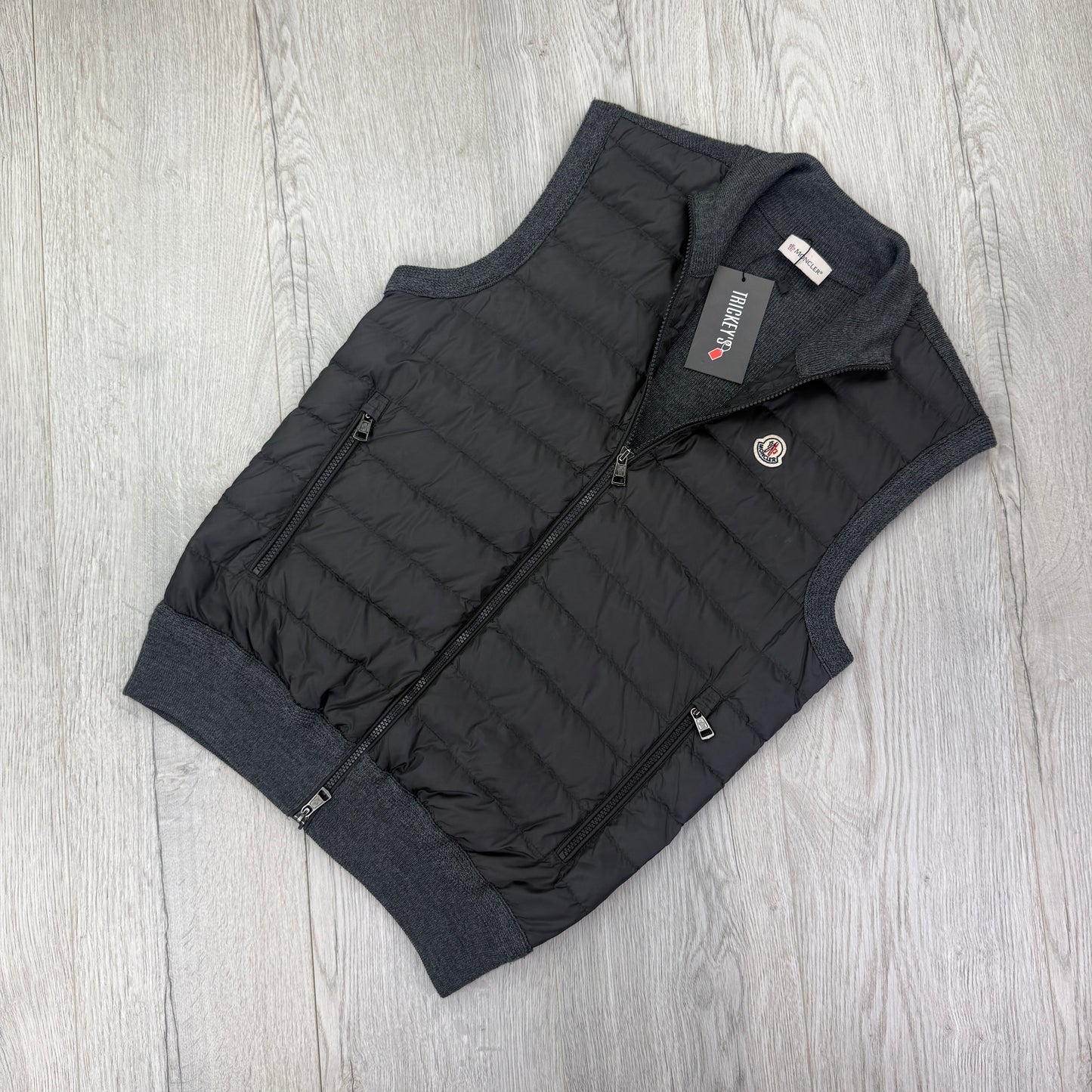 Moncler Men’s Dark Grey Padded / Knitted Gilet - Small