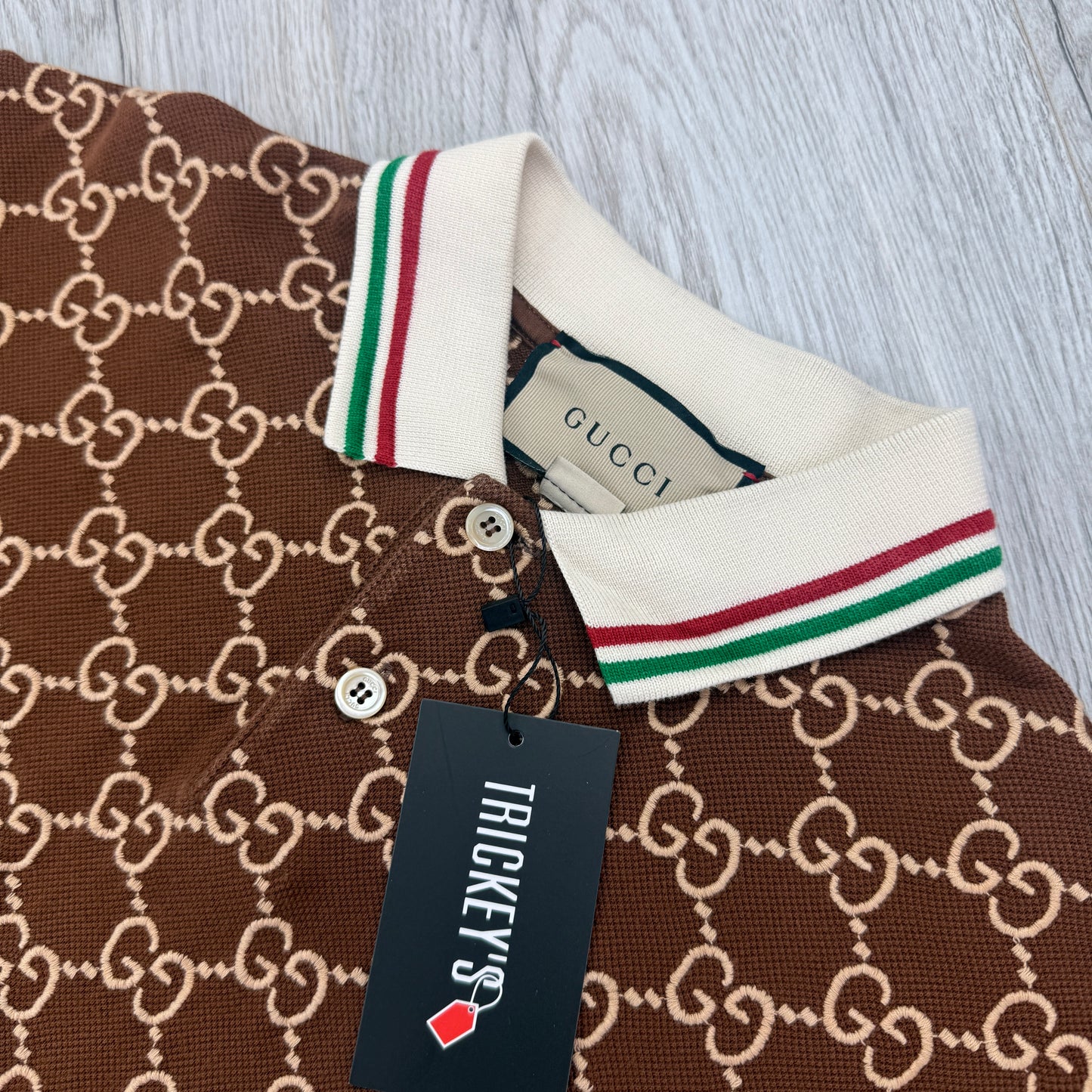 Gucci Men’s Brown GG Interlocking Polo Shirt - Medium