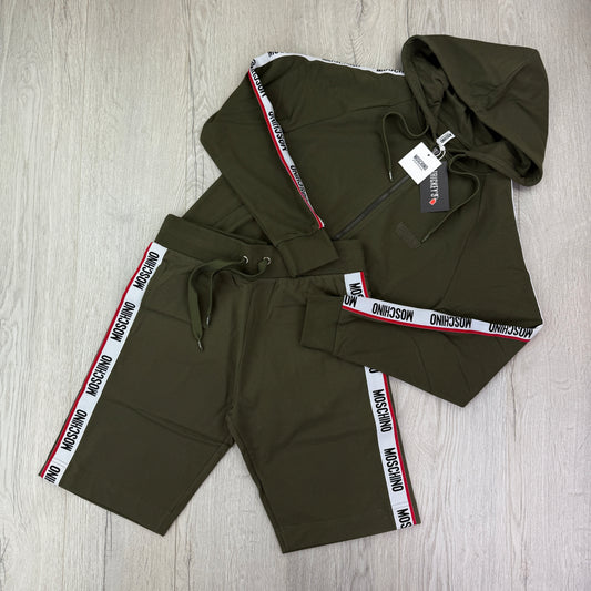 Moschino Khaki Green Hoodie & Shorts Set
