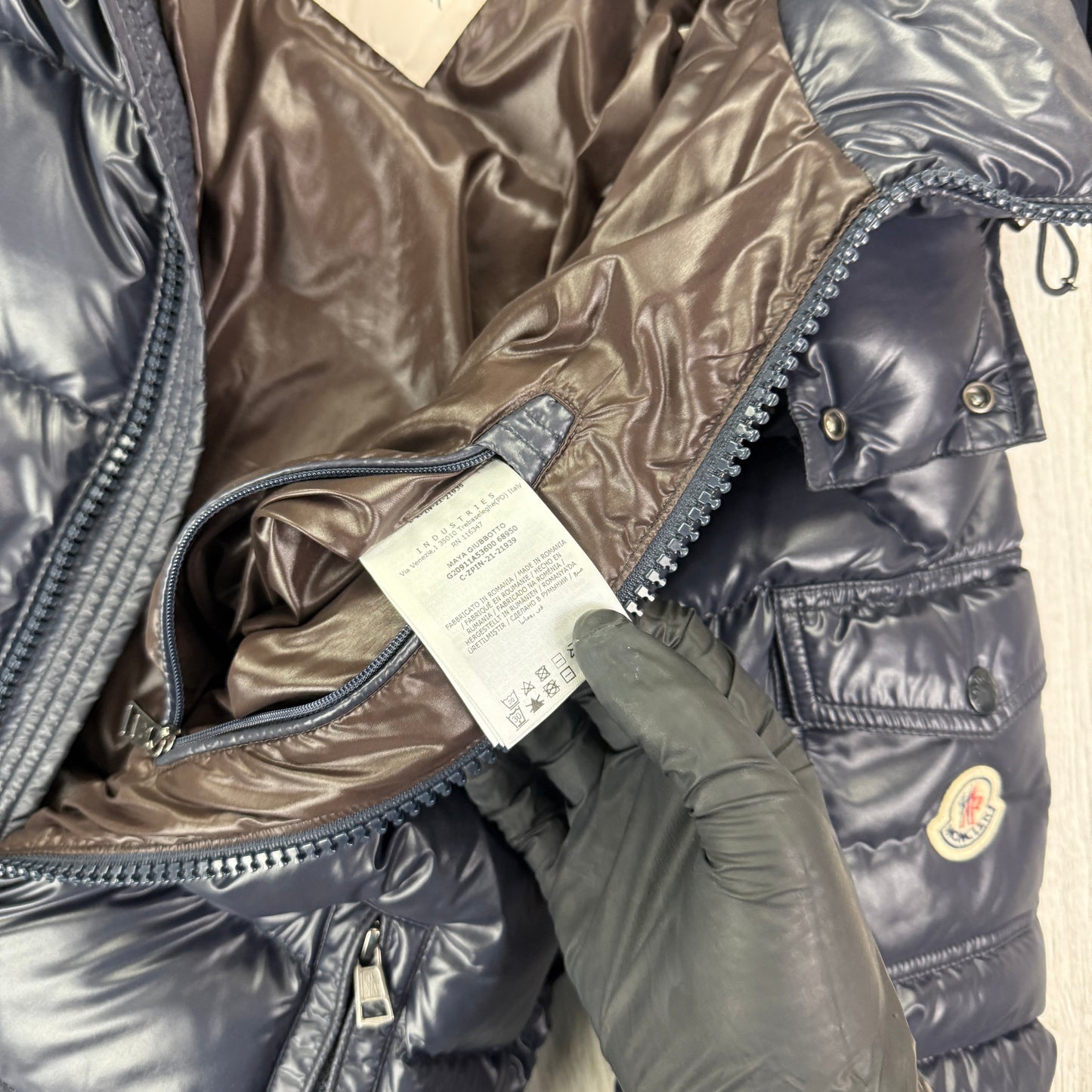 Moncler Men’s Navy Maya Zip-up Down Jacket - Size 0