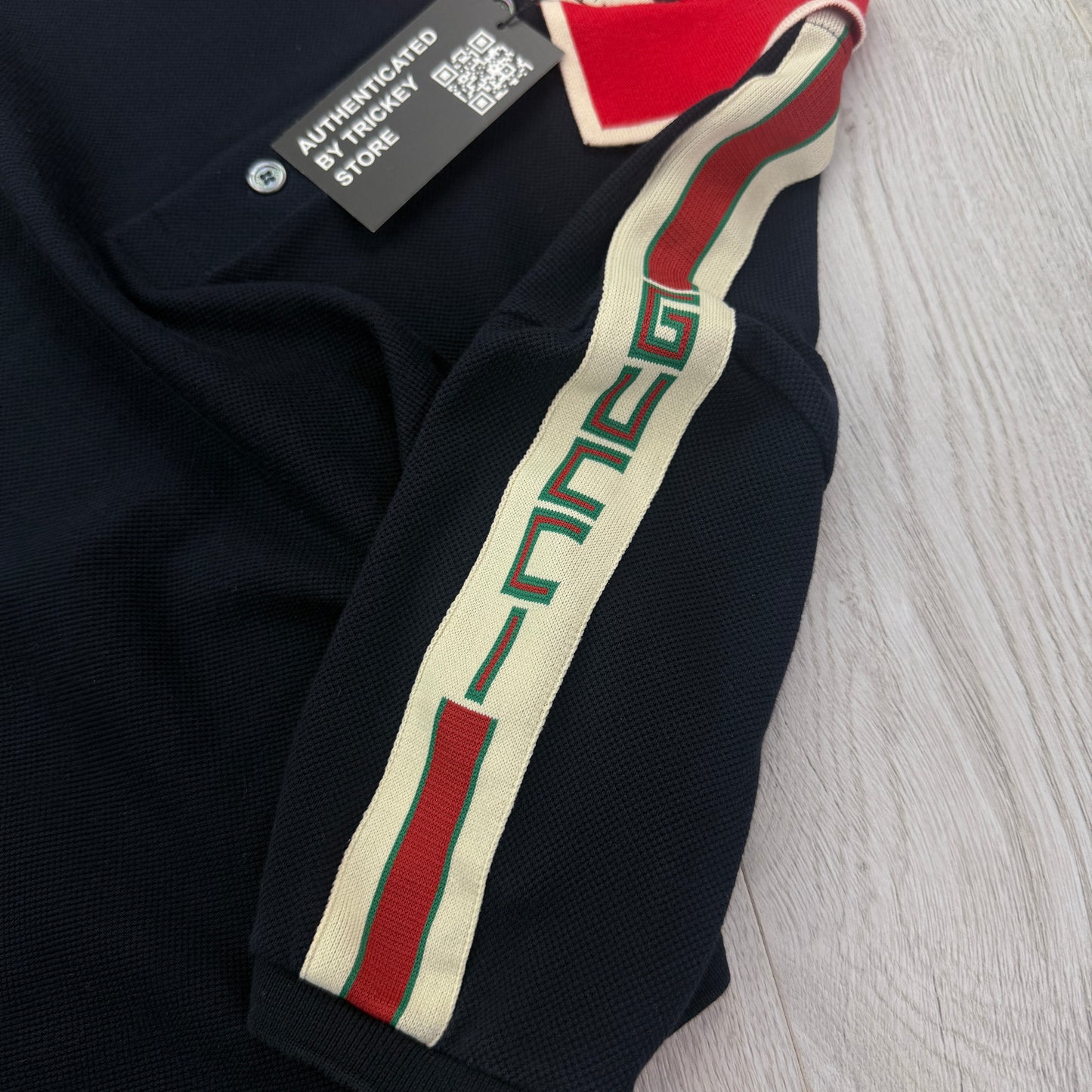 Gucci Men’s Navy Shoulder Logo Polo - Large Slim